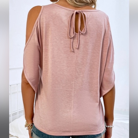 NWOT Shein Scoop Neck Cold Shoulder Tee - Picture 5 of 8